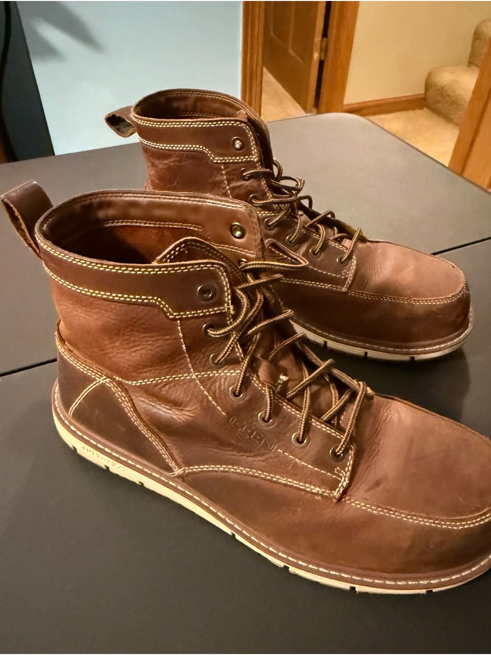 Keen Men's Brown Leather Lace-Up Work Boots